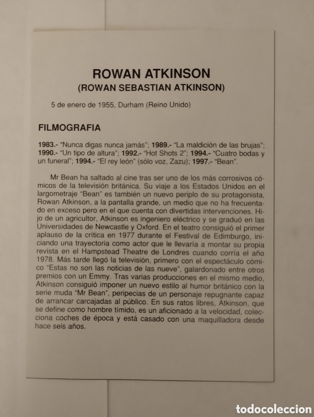 Cine: Minificha N133 Rowan Atkinson - Actor. - Foto 2