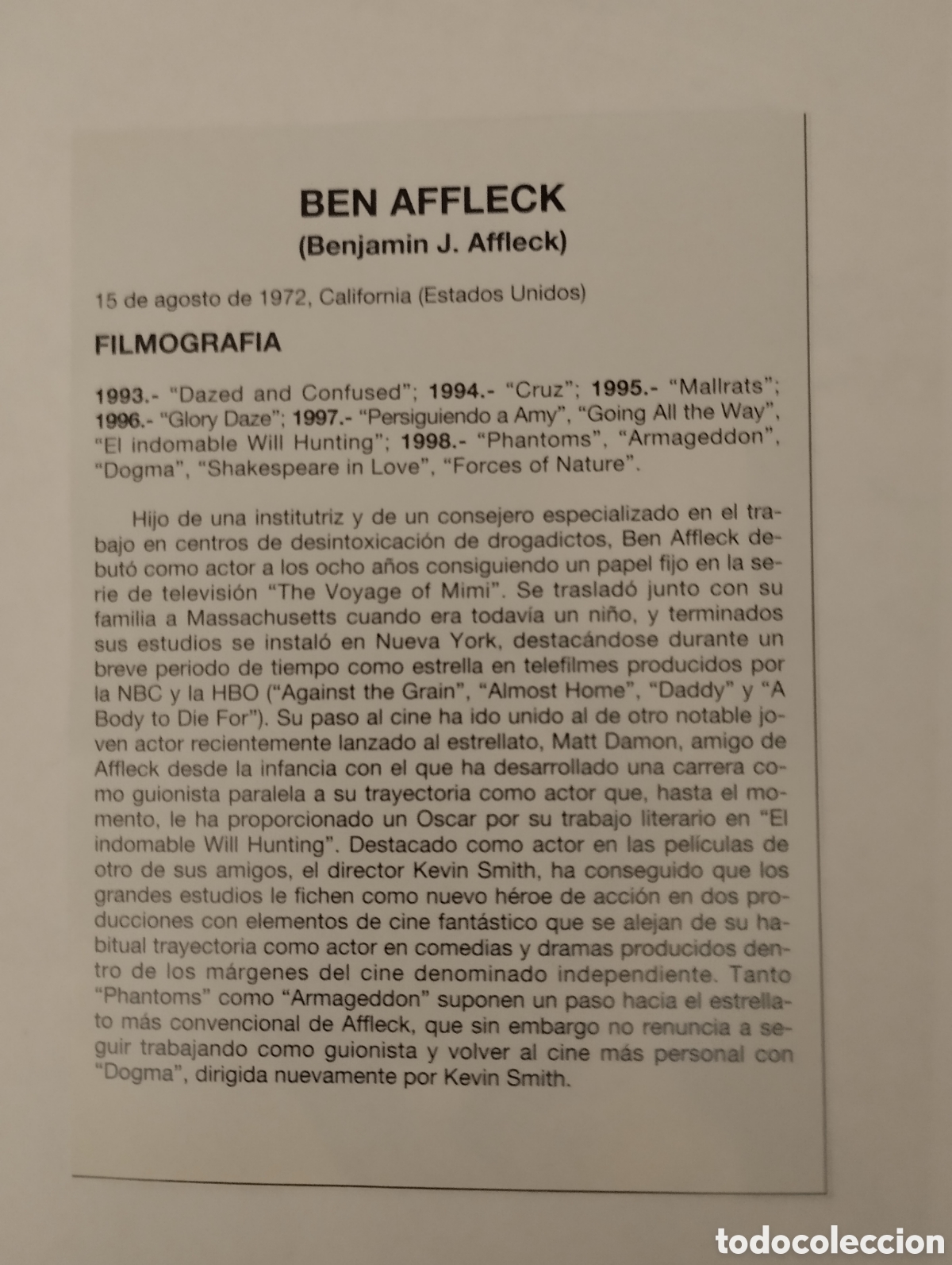 Cine: Minificha N143 Ben Affleck - Actor. - Foto 2