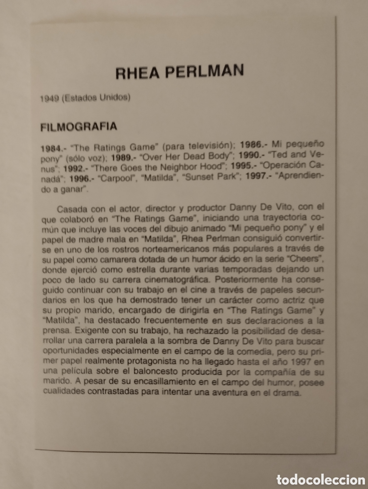 Cine: Minificha N170 Rhea Perlman - Actriz. - Foto 2