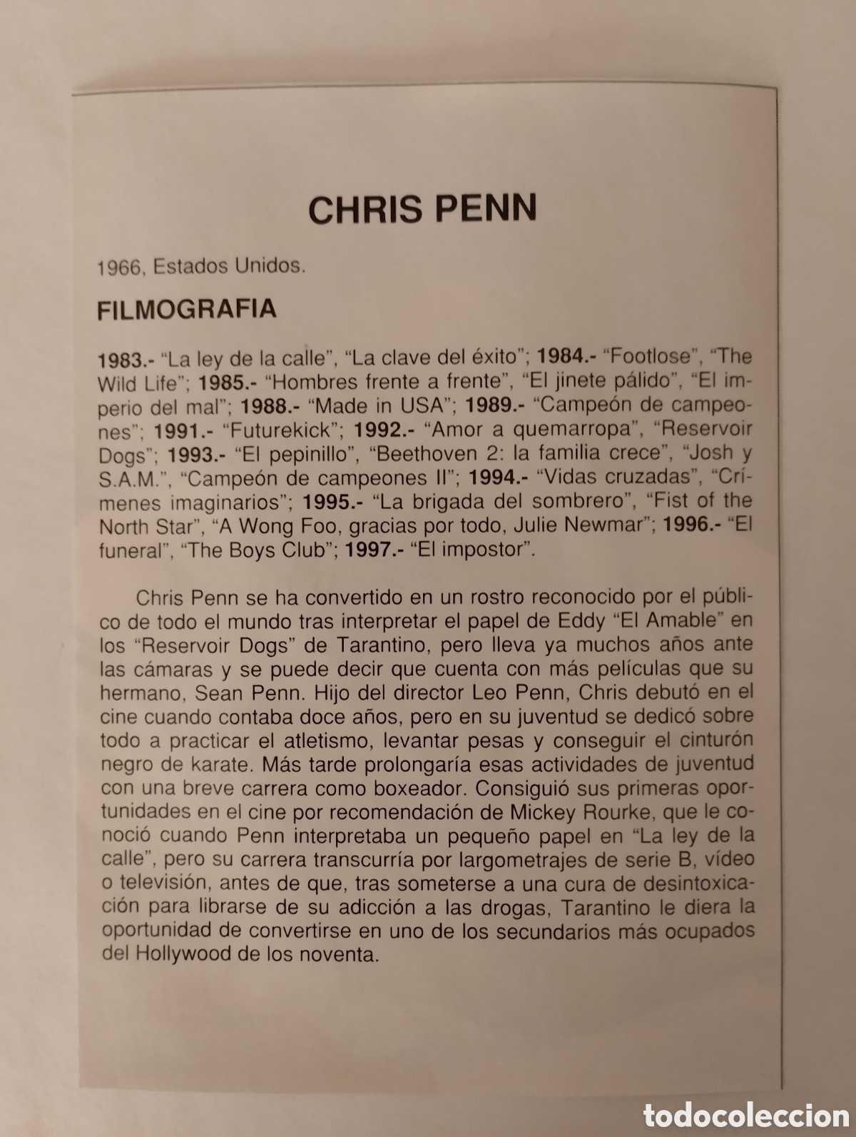 Cine: Minificha N204 Chris Penn - Actor. - Foto 2