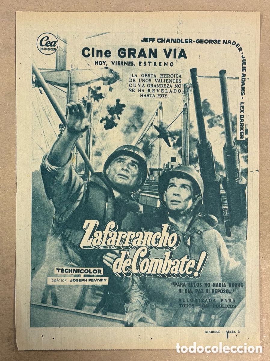 Cine: ZAFARRANCHO DE COMBATE (JEFF CHANDLER). CARTEL PUBLICITARIO PEL&Iacute;CULA PERI&Oacute;DICO ABC A&Ntilde;O 1956