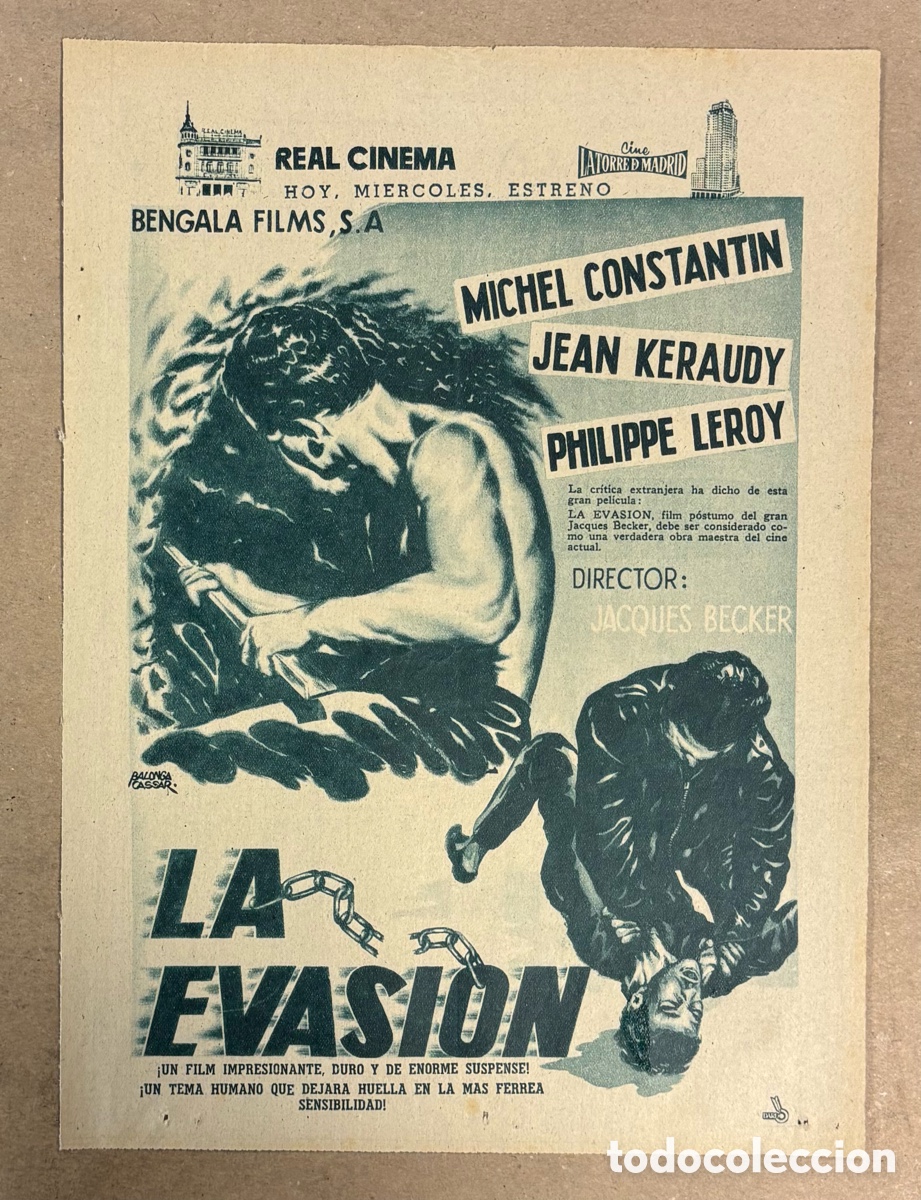 Cine: LA EVASI&Oacute;N (M&Iacute;CHEL CONSTANTIN). CARTEL PUBLICITARIO PEL&Iacute;CULA PERI&Oacute;DICO ABC A&Ntilde;O 1960.