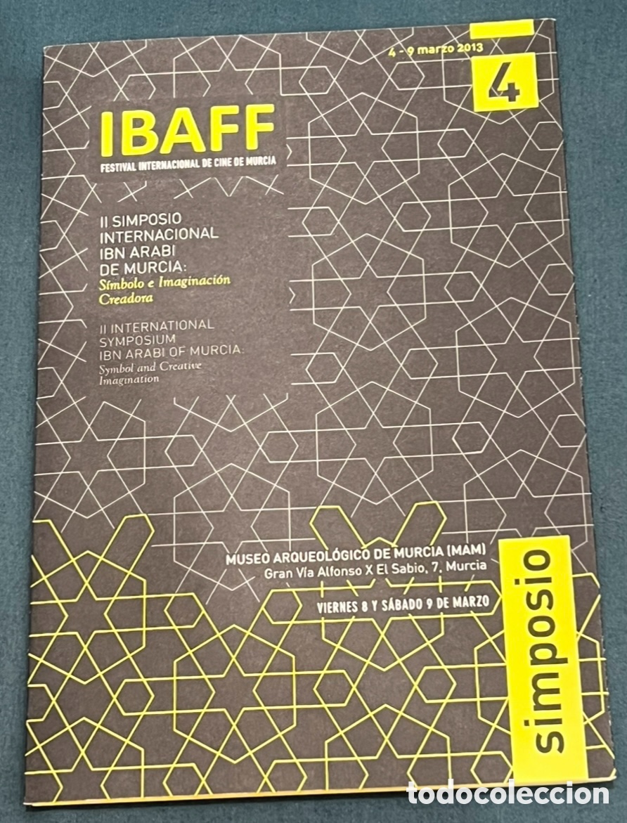 Cine: Folleto. IBAFF. Festival Internacional de Cine de Murcia. 2013. II Simposio Internacional Ibn Arabi