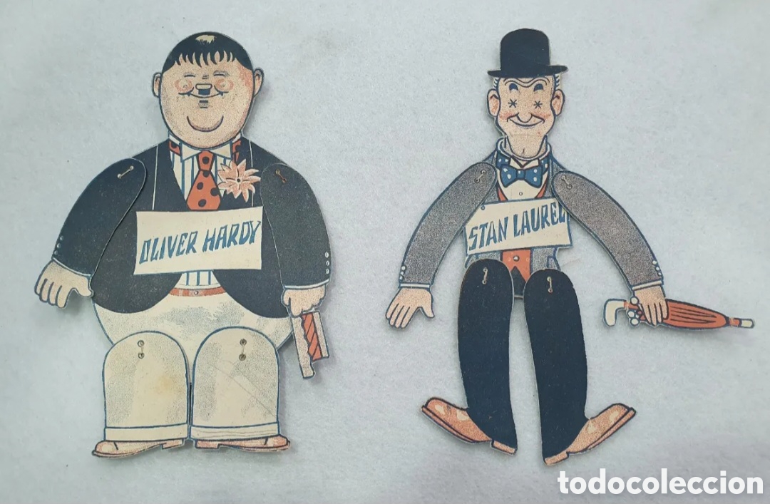 Cinema: Laurel y Hardy. Pareja de recortables de programa de cine. A&ntilde;os 20/30. Rarisimos. (L1)