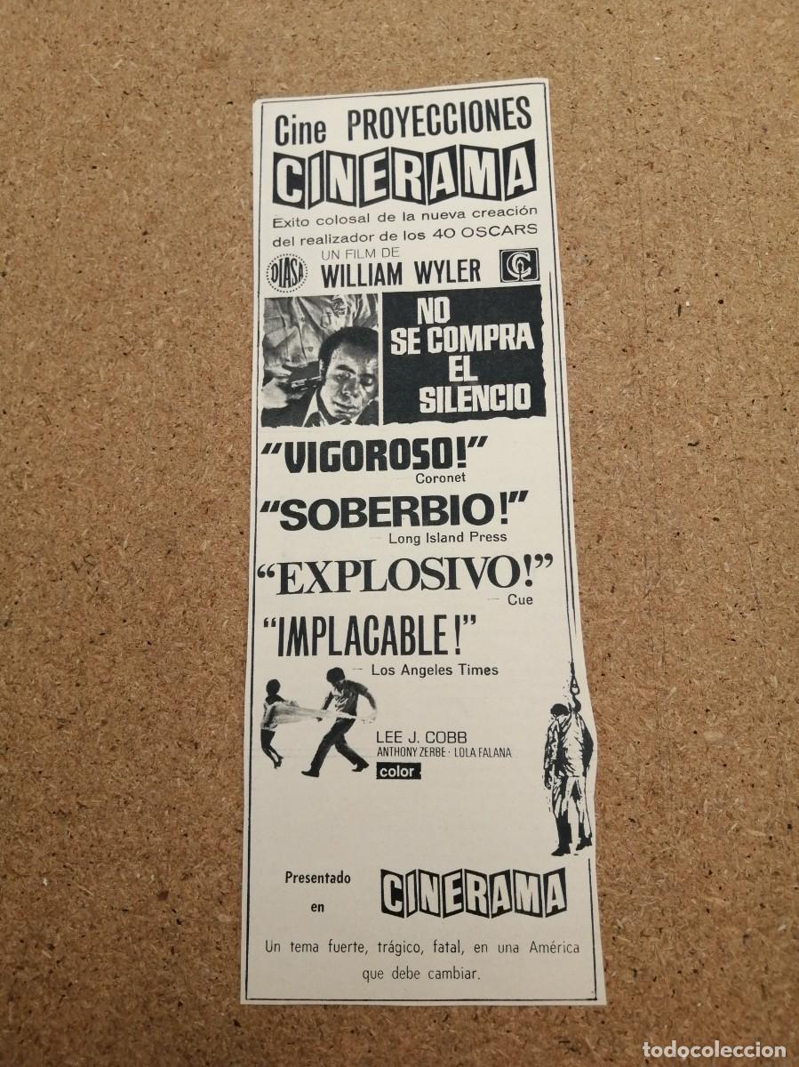Cine: ANUNCIO CINE. NO SE COMPRA EL SILENCIO (DIRIGIDA POR WILLIAM WYLER)