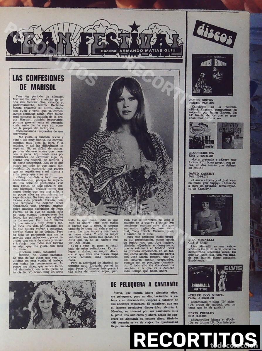 Cinema: marisol pepa flores sylvia david cassidy liza minelli elvis presley