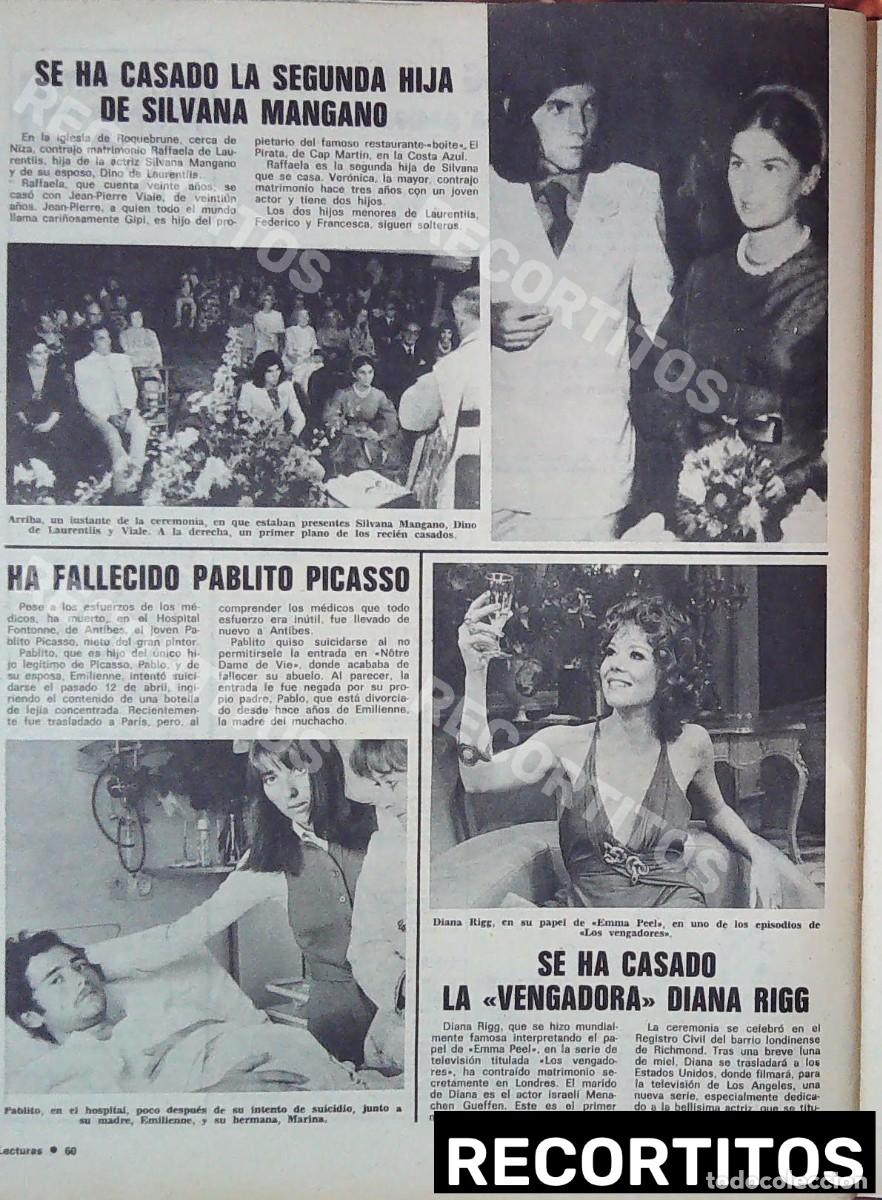Cinema: diana rigg los vengadores pablito picasso silvana mangano
