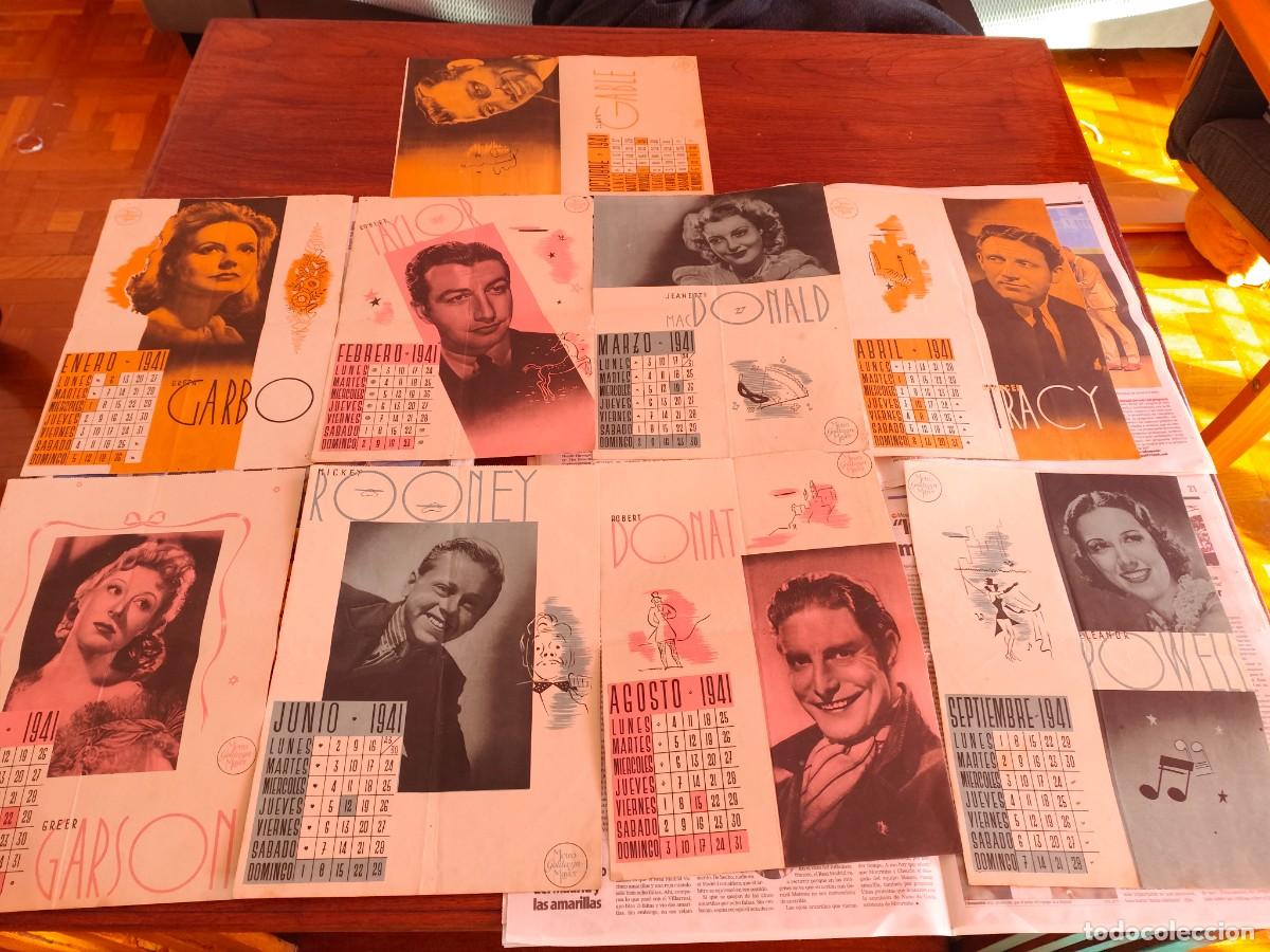 Cinema: CALENDARIO CINEMATOGRAFICO -METRO GOLDWYN MAYER, 1941 -9 LAMINAS DE 9 MESES