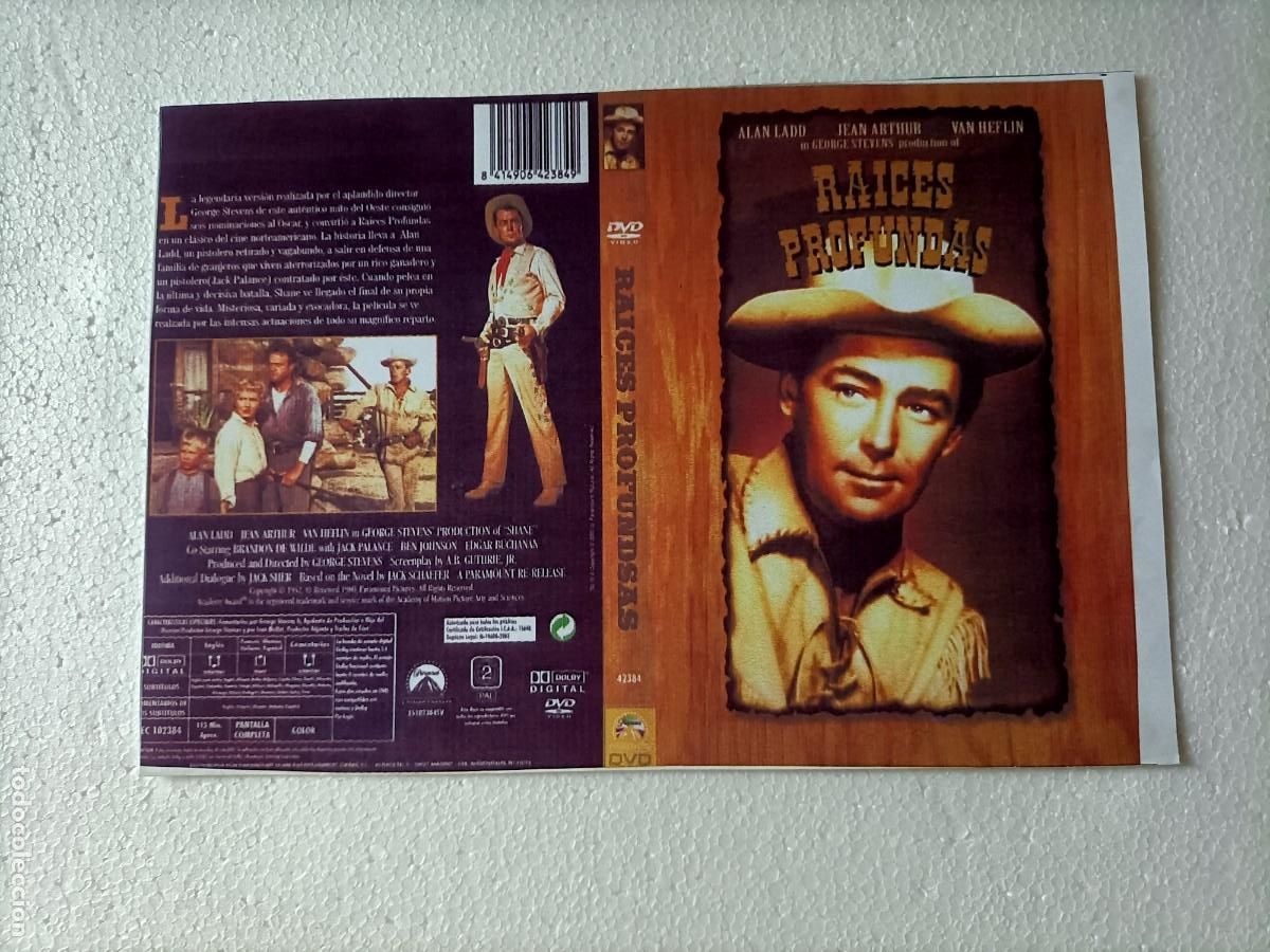 Cine: CARATULA DEL WESTERN RAICES PROFUNDAS (SHANE) ALAN LADD. 1952 COPY.