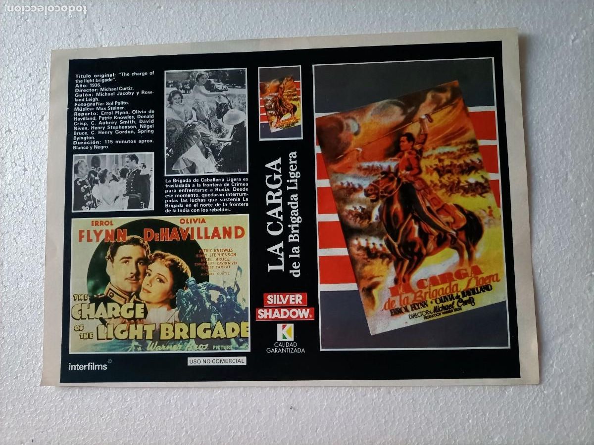 Cine: CARATULA DE LA PEL&Iacute;CULA WESTERN, LA CARGA DE LA BRIGADA LIGERA. ERROL FLYNN. INTREFILMS.