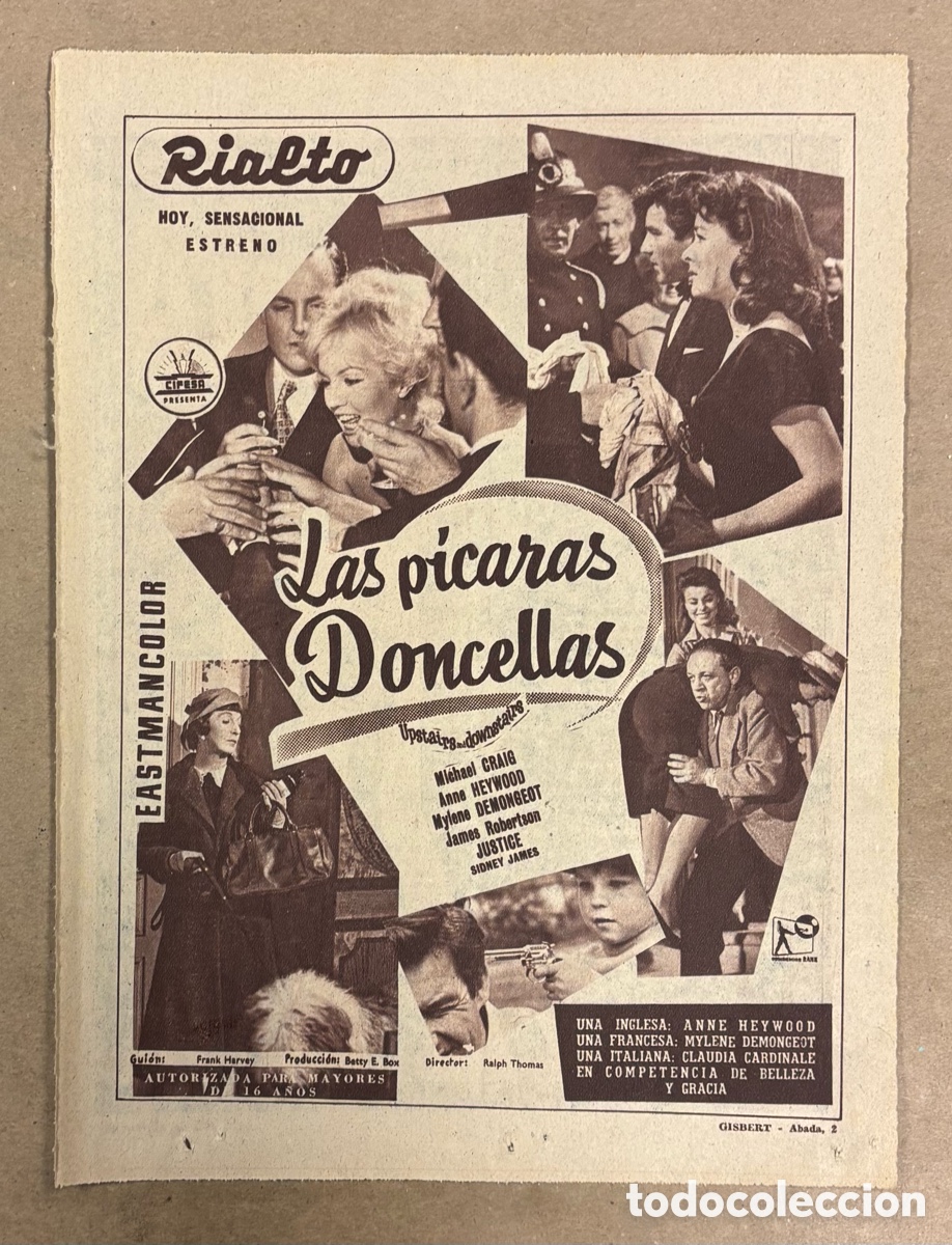 Cine: LAS P&Iacute;CARAS DONCELLAS (ANNE HAYWOOD). ANUNCIO CARTEL ESTRENO PEL&Iacute;CULA PERI&Oacute;DICO ABC A&Ntilde;O 1960