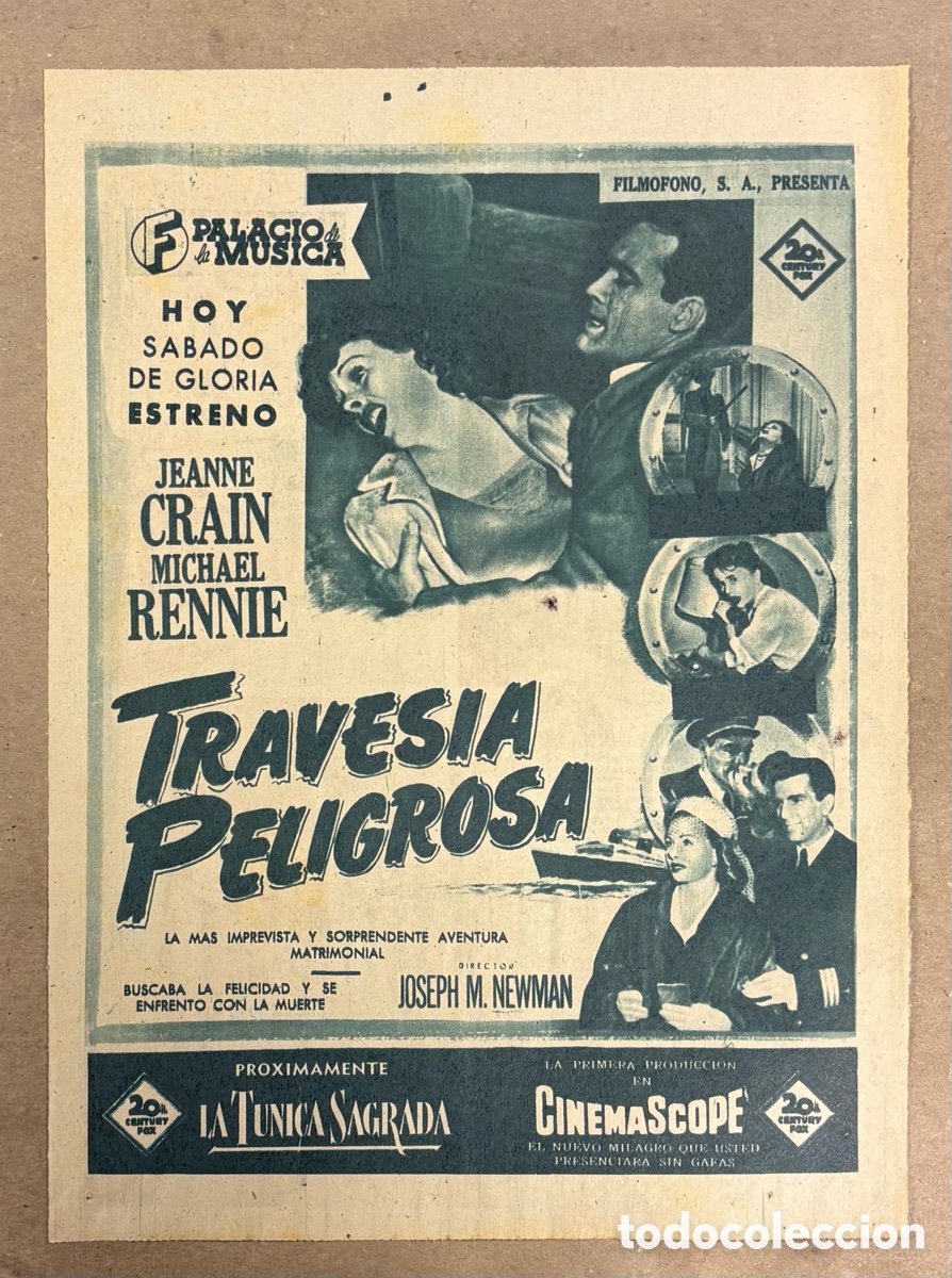Cine: TRAVESIA PELIGROSA (JEANNE CRAIN). ANUNCIO CARTEL ESTRENO PEL&Iacute;CULA PERI&Oacute;DICO ABC A&Ntilde;O 1954