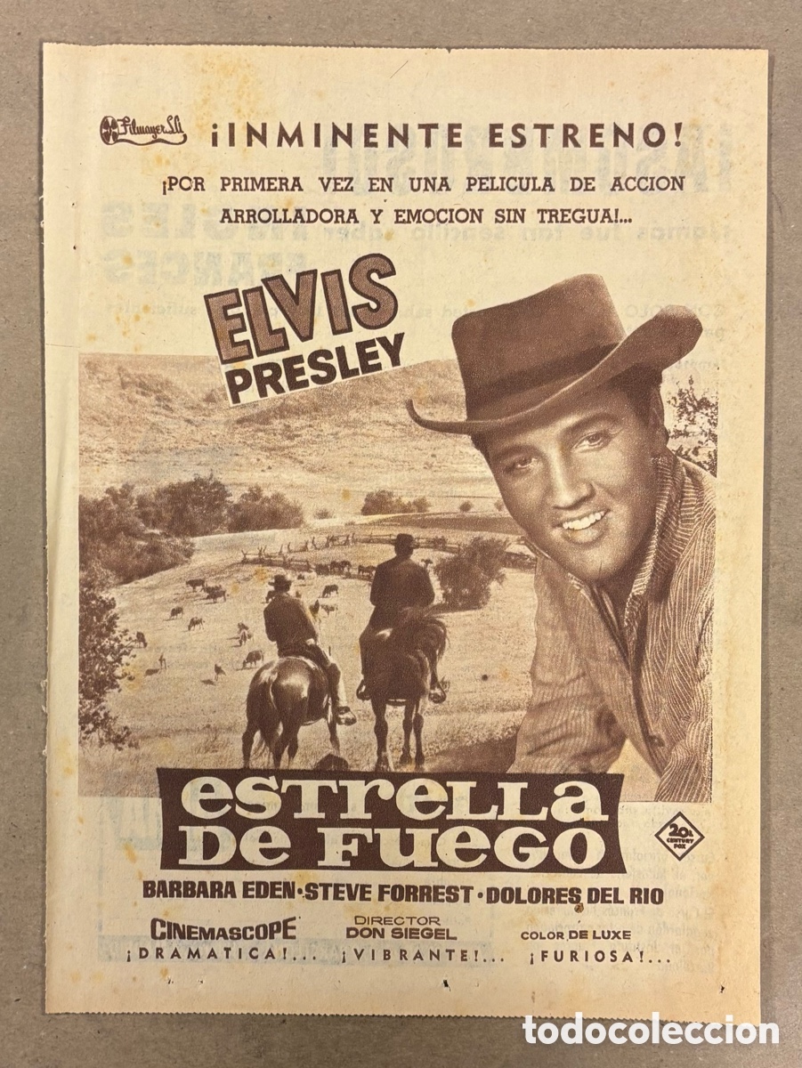 Cine: ESTRELLA DE FUEGO (ELVIS PRESLEY). ANUNCIO CARTEL ESTRENO PEL&Iacute;CULA PERI&Oacute;DICO ABC A&Ntilde;O 1961.