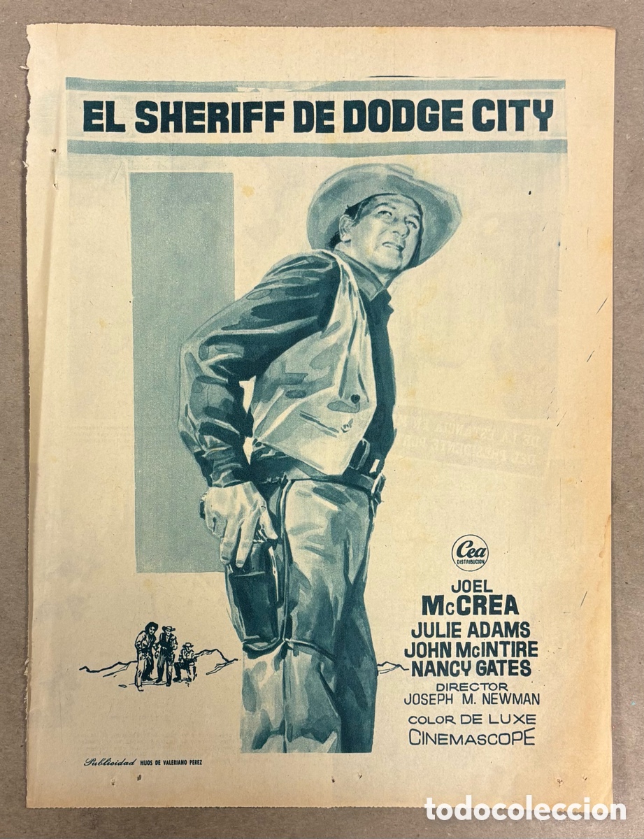 Cine: EL SHERIFF DE DODGE CITY (JOEL McCREA). ANUNCIO CARTEL ESTRENO PEL&Iacute;CULA PERI&Oacute;DICO ABC A&Ntilde;O 1960