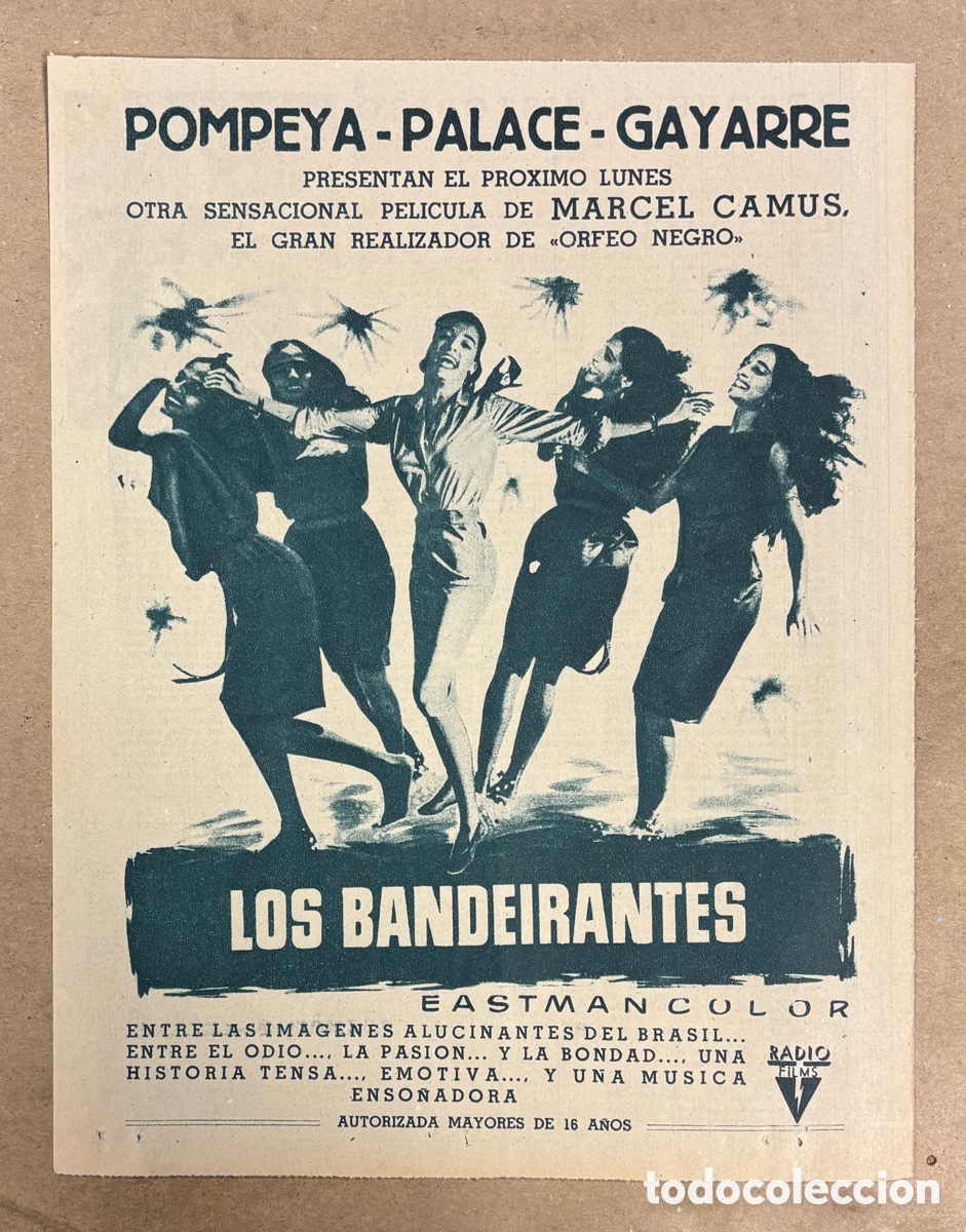 Cine: LOS BANDEIRANTES (MARCEL CAMUS). ANUNCIO CARTEL ESTRENO PEL&Iacute;CULA PERI&Oacute;DICO ABC A&Ntilde;O 1961.