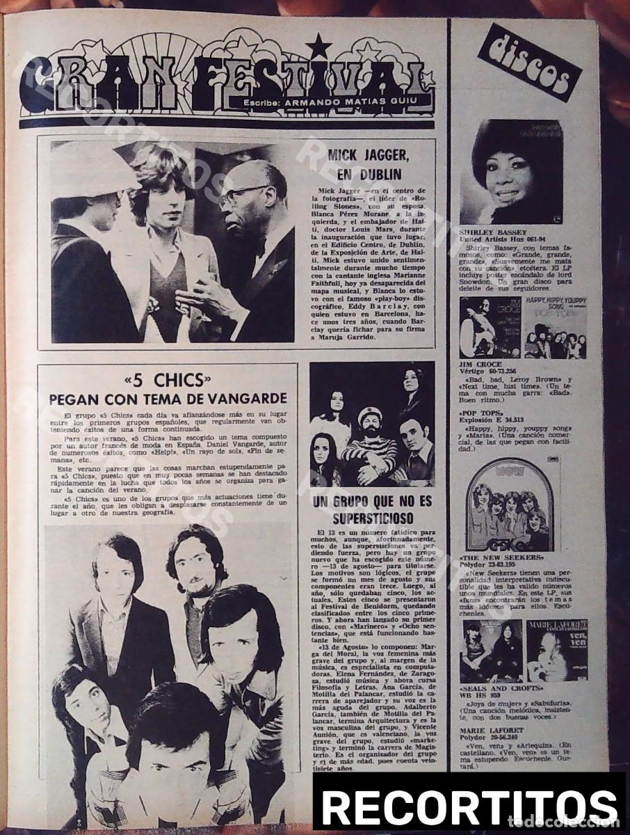 Cine: 5 chics mike jagger shirley bassey marie laforet the new seekers pop tops jim croce