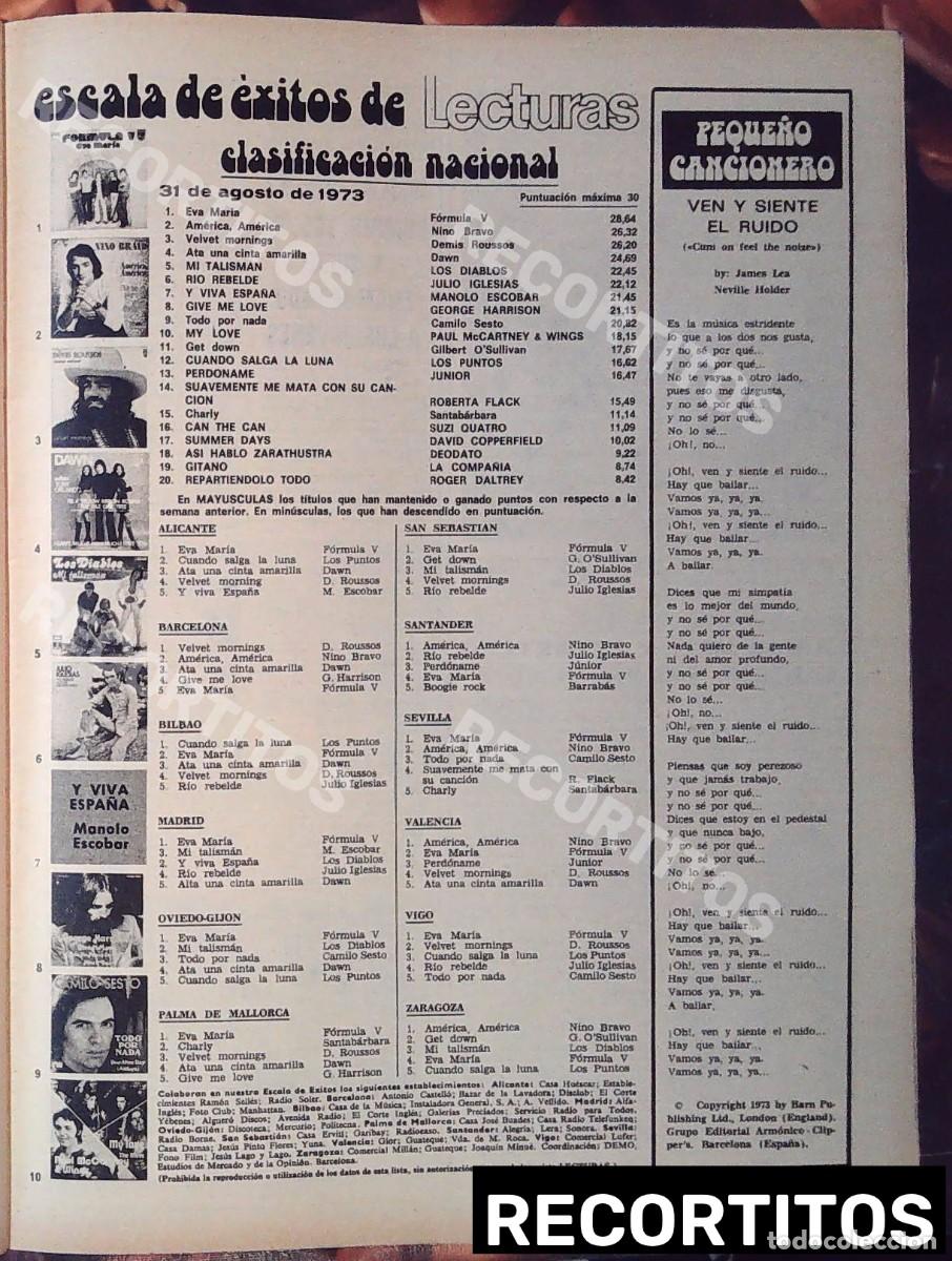 Cine: escala de exitos demis roussos formula v nino bravo los diablos julio iglesias camilo sesto