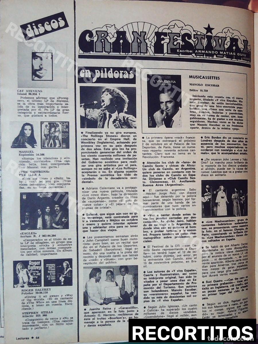 Cine: juanita reina caracolillo machucambos manolo escobar mike jagger the rolling stones eagles