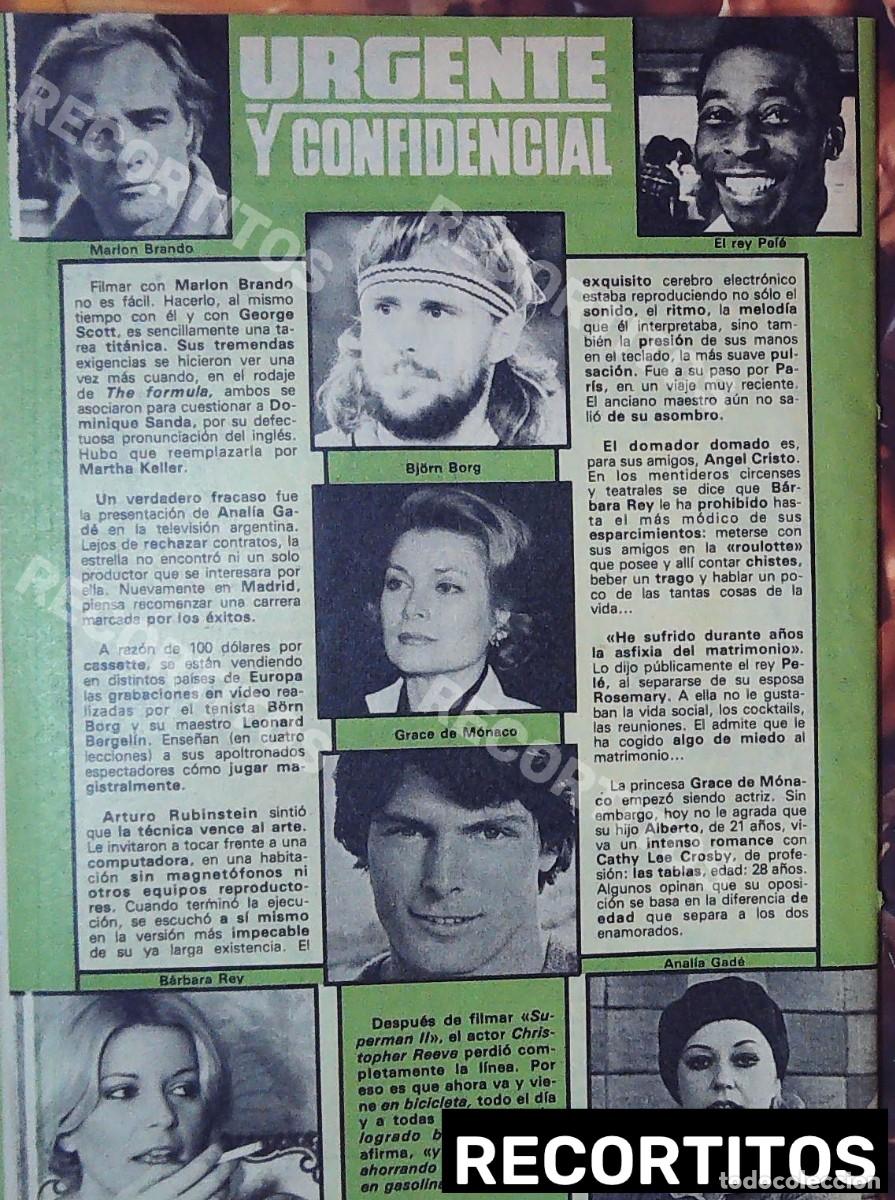 Cine: grace kelly pele superman christopher reeve barbara rey analia gade marlon brando bjorn borg