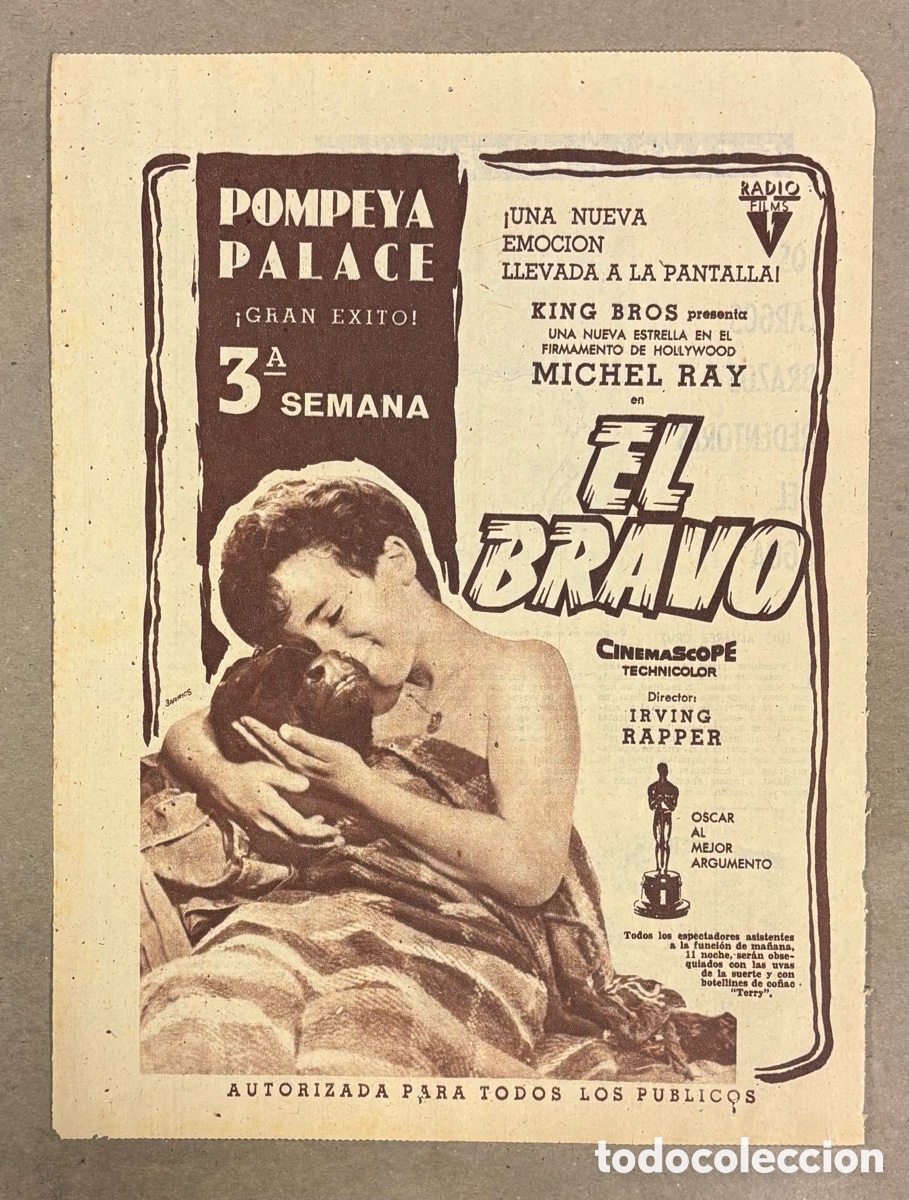Cine: EL BRAVO (MICHAEL RAY). ANUNCIO CARTEL ESTRENO PEL&Iacute;CULA PERI&Oacute;DICO ABC A&Ntilde;O 1957