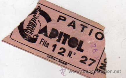 Cine: Entrada de Cine Patio Capitol. Madrid. - Foto 1