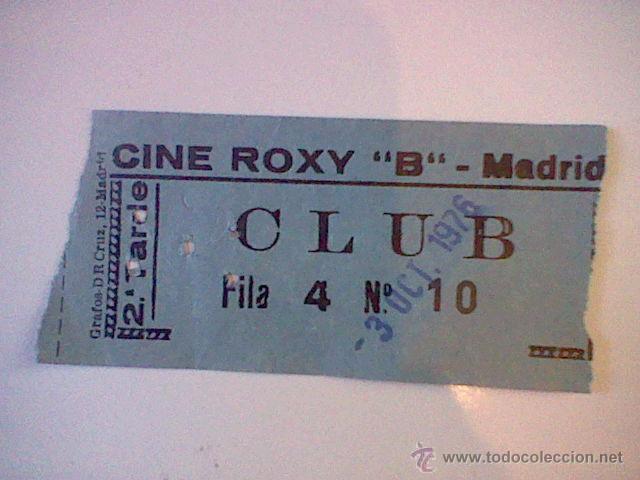 Cine: entrada Madrid usada sala CINE ROXY  30 OCT 1976  *C8 - Foto 1