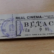 Cine: TALONARIO O TACO DE ENTRADAS DE CINE REAL CINEMA CALZADA DE CALATRAVA BUTACA FILA 9 Nº 2 DE 1976 . Lote 70574253
