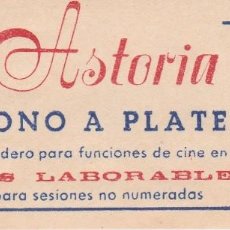 Cine: SALA ASTORIA (PALMA DE MALLORCA) ABONO A PLATEA. AÑOS 60'.