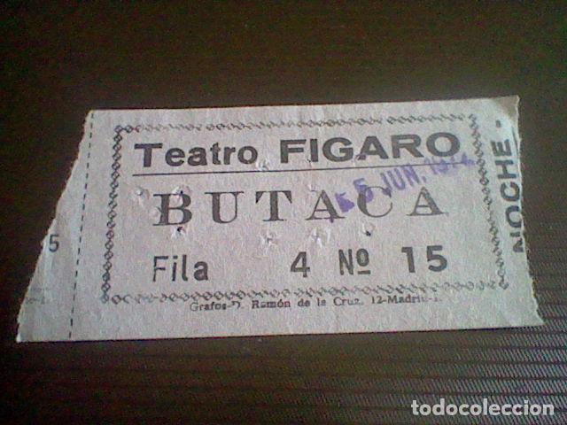 Cine: ENTRADA TEATRO FIGARO UNA NOCHE EN SU CASA .. SE&Ntilde;ORA 5 JUNIO 1962 - Foto 1