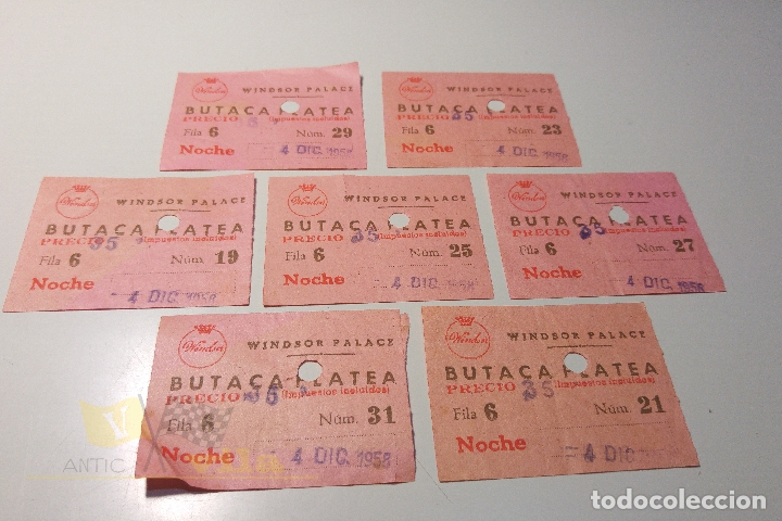 Cine: 7 Entradas Windsor Palace - 1958 - Foto 1