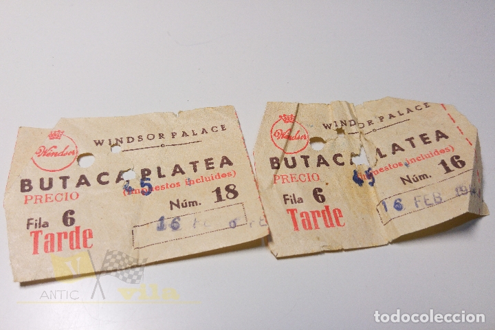 Cine: 2 Entradas Windsor Palace - 1964 - Foto 1