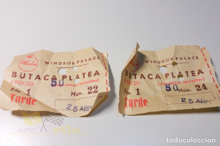 Cine: 2 Entradas Windsor Palace - 1965 - Foto 1