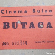 Cinema: ENTRADA DE CINE - CINEMA SUIZO - VALENCIA - BUTACA - ROJO - AÑOS 50´S 60´S 