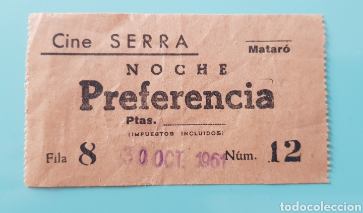 Cine: Entrada de Cine SERRA. 1961. MATAR&Oacute;. - Foto 1