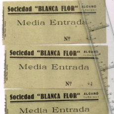 Cine: SOCIEDAD ”BLANCA FLOR” ALCANÓ (LÉRIDA) LOTE 10 MEDIA ENTRADA A CINE U OTRO ESPECTÁCULO POPULAR