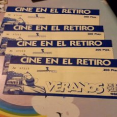 Cine: ENTRADA CINE DE VERANO EN EL RETIRO 1988.. Lote 352106024