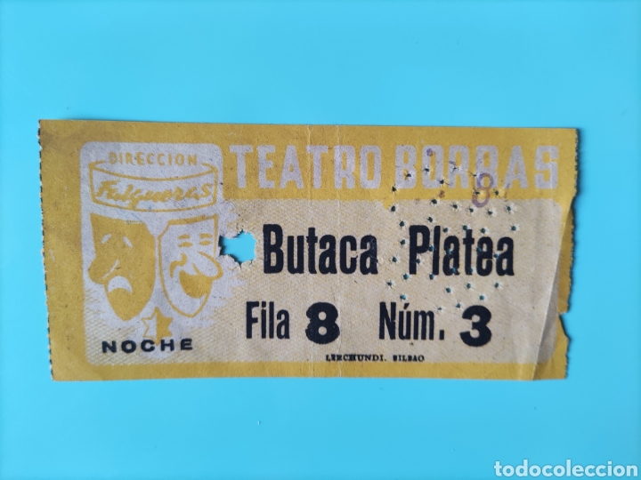 Cine: Antigua entrada TEATRO BORRAS- FALGUERAS- BUTACA PLATEA - Foto 1 - 295823448