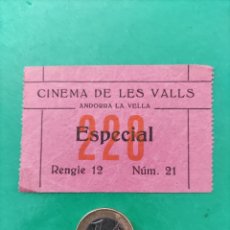 Cinéma: ENTRADA CINEMA DE LES VALLS. ANDORRA LA VELLA.. Lote 334779968