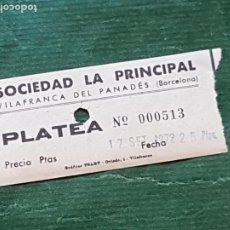 Cine: ENTRADA SOCIEDAD LA PRINCIPAL - VILAFRANCA DEL PENEDES - 1972. Lote 341526468