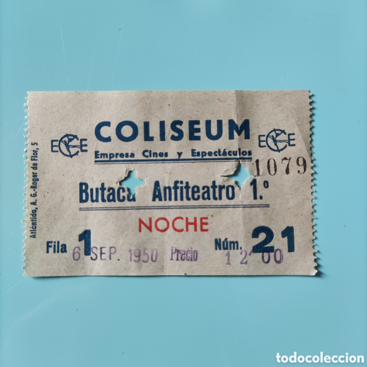 Cine: Entrada CINE COLISEUM. 1950 - Foto 1