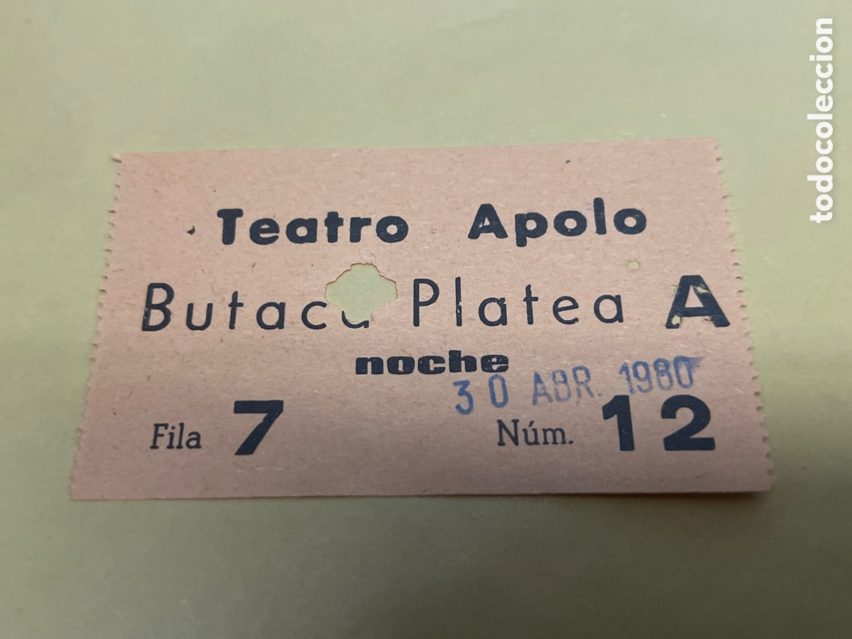 Cine: T1/E2/A132. ENTRADA DE TEATRO APOLO 1980 - Foto 1