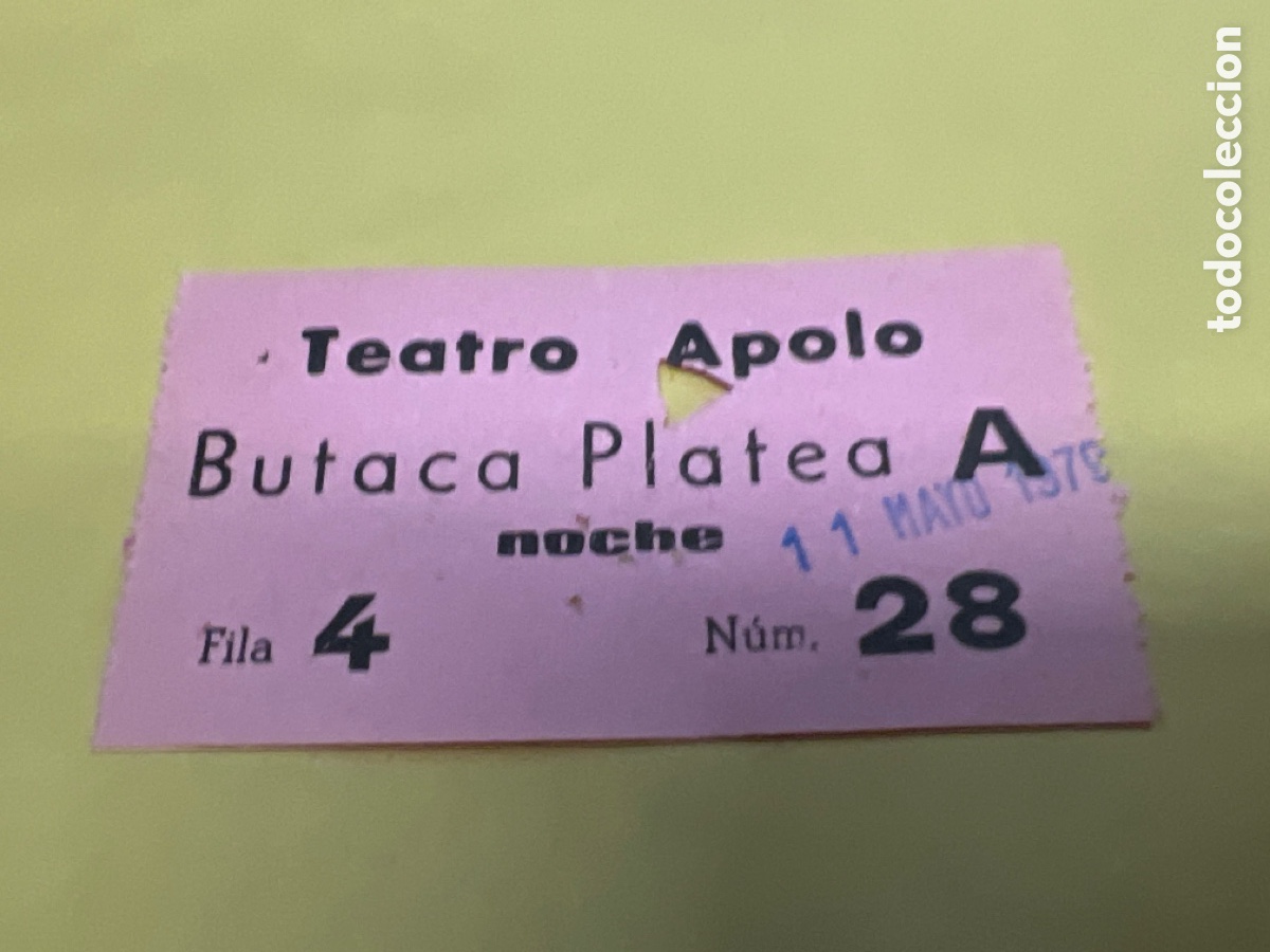 Cine: T1/E2/A135. ENTRADA DE TEATRO APOLO 1979 - Foto 1