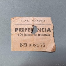 Cine: ANTIGUA ENTRADA DEL CINE MÁXIMO, BARCELONA. AÑO 1958. PREFERENCIA, 4 PESETAS.