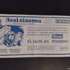 Cinema: 1 VALE DESCUENTO REAL CINEMA **. EL LEÓN EN INVIERNO . PETER O'TOOLE. . MADRID ****