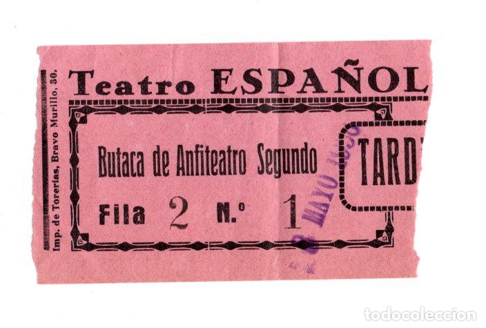 Kino: ENTRADA TEATRO ESPA&Ntilde;OL DE MADRID, MAYO 1936. BUTACA DE ANFITEATRO SEGUNDO EN LA FILA 2, N.&ordm;1.