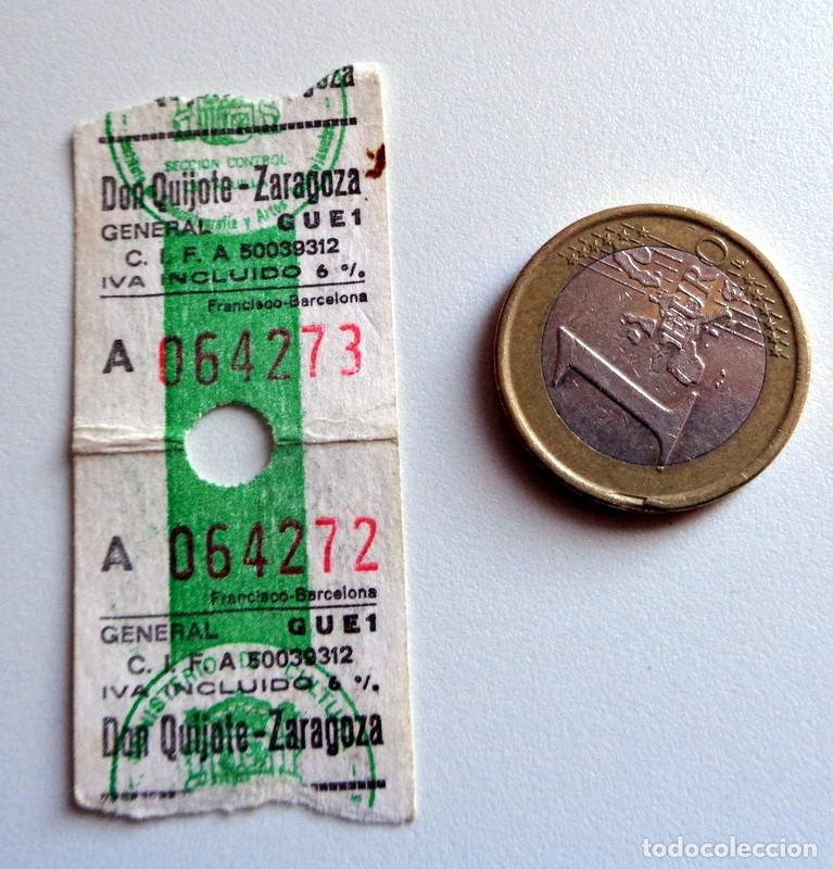 Cinema: ENTRADA TICKET CINE CINES SALA DON QUIJOTE ZARAGOZA. ANTIGUA A&Ntilde;OS 80.