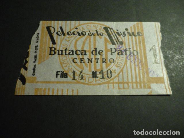 Cinema: ANTIGUA ENTRADA DE CINE A&Ntilde;OS 30 CINE PALACIO DE LA MUSICA MADRID
