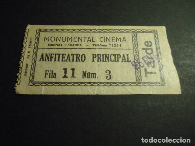 Cinema: ANTIGUA ENTRADA DE CINE A&Ntilde;OS 30 CINE MONUMENTAL CINEMA MADRID