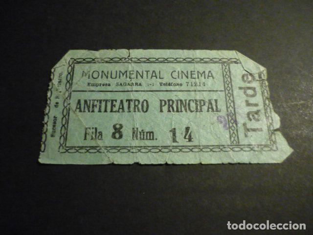 Cinema: ANTIGUA ENTRADA DE CINE A&Ntilde;OS 30 CINE MONUMENTAL CINEMA MADRID