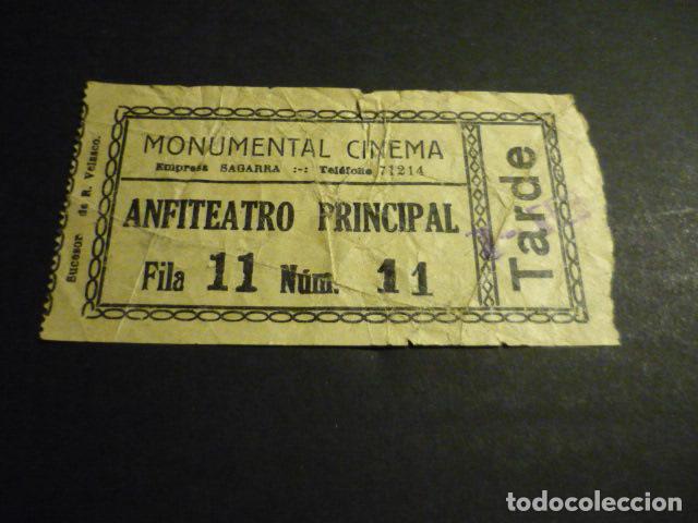 Cine: ANTIGUA ENTRADA DE CINE A&Ntilde;OS 30 CINE MONUMENTAL CINEMA MADRID